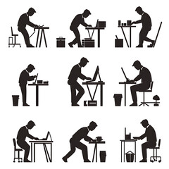 Silhouette of people working at desks