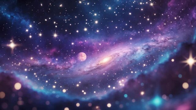 High-definition star field with colorful night sky featuring nebulae and galaxies