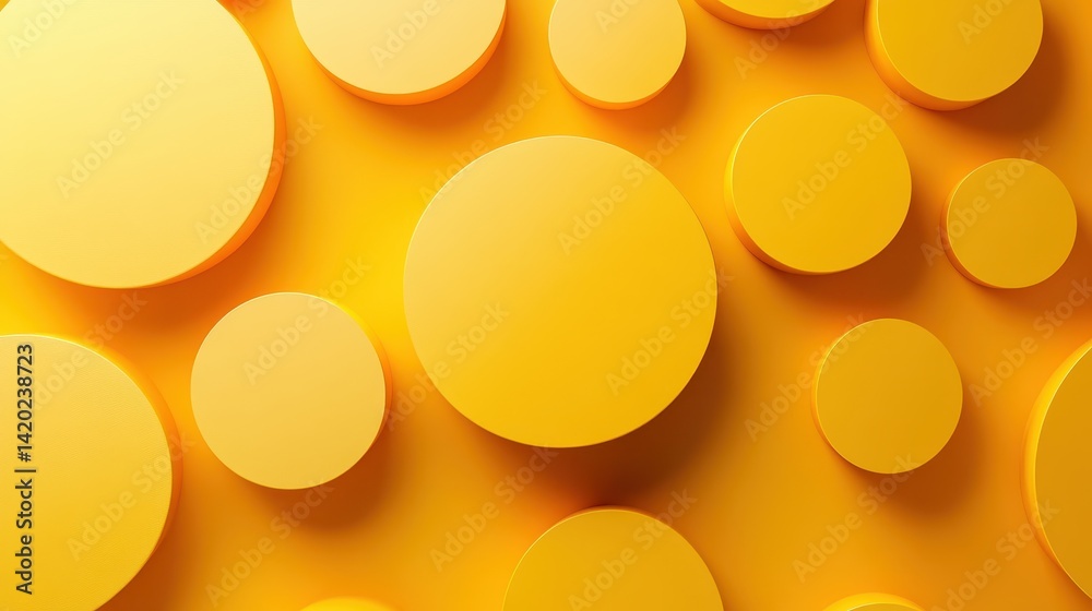 Poster vibrant yellow architectural stairs in a modern structure with geometric shapes during daytime