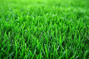 Fototapeta premium Vibrant green grass field in nature close-up view lush environment for outdoor activities