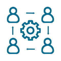 HR Process Icon – Group and Management Vector. Workflow with Gear Concept