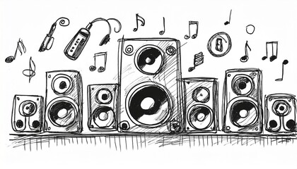 Music icons that look like they were hastily drawn by hand