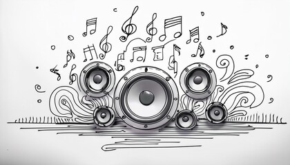 Obraz premium Music icons that look like they were hastily drawn by hand