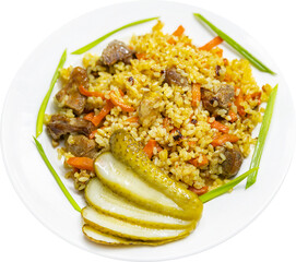 pilaf with meat and vegetables