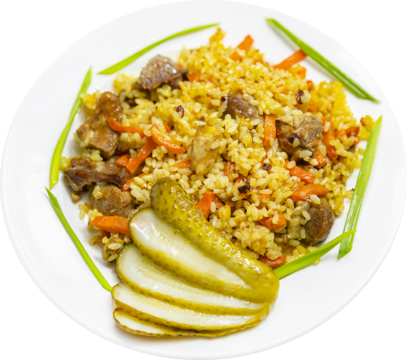 pilaf with meat and vegetables