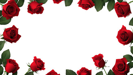 Fototapeta premium a border made of red roses on transparent background PNG