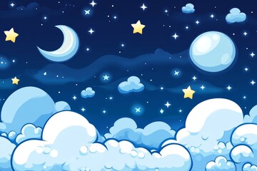 Night sky filled with stars, moon, and clouds