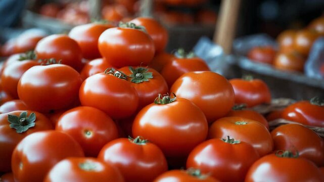 Fresh and succulent persimmons for sale at a fruit stand.