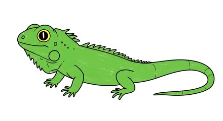 Fototapeta premium Friendly green iguana cartoon illustration