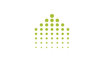 a graphic image with a house dots theme, on a white background. vector graphic base.