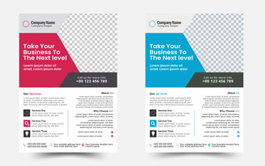 Corporate Business flyer template vector design,a bundle of 2 templates of different colors a4 flyer template Flyer Template Geometric shape used for business poster layout, IT Company flyer, corporat