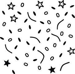 Stars Confetti Transparent Background Celebration Elements Doodle Decorative Seamless Pattern