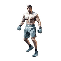 Dynamic male MMA Fighter preparing for competition in a stylized geometric design showcasing strength and agility
