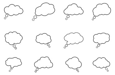 Comic Speech and Thought Bubble Icons – Blank Cartoon Dialogue Balloons Set