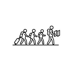 Traveler group flat icon for travel packages, travel clubs and group booking interfaces