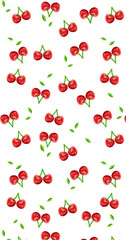 Red sweet cherry berry background, texture or pattern Hand draw illustration © khodijatul