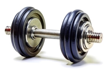 Naklejka premium yoga, yoga near me, hot yoga, face yoga, isolated, clip art, isolated Assets, A single dumbbell with black weights and a silver handle