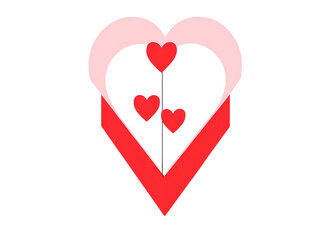 This romantic red heart icon features a love symbol inside speech bubbles, perfect as a vector illustration for Valentine's Day card design