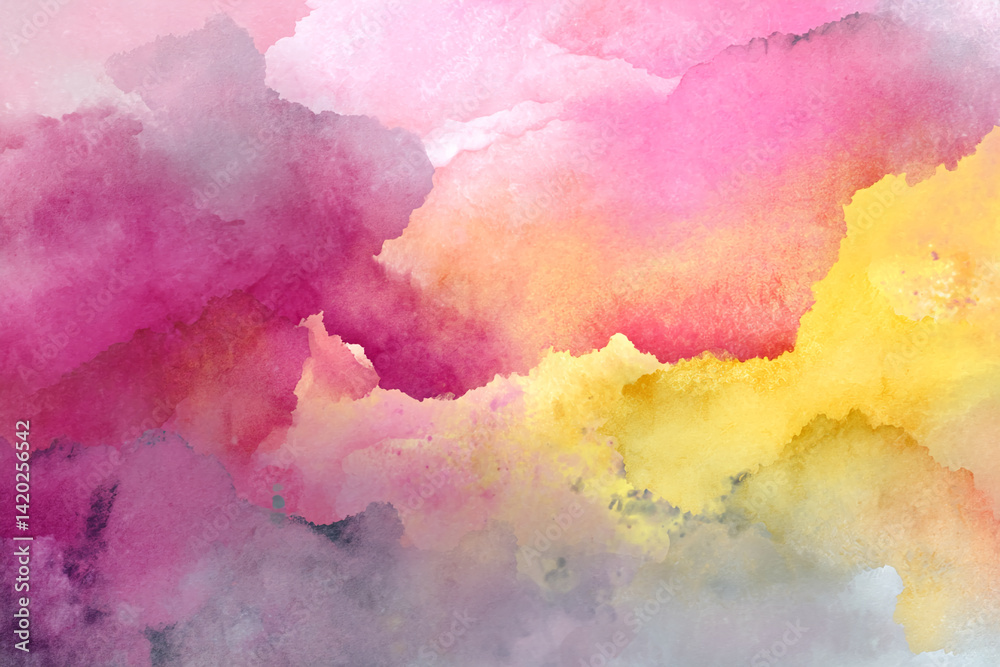 Aufkleber abstract watercolor background with pink, yellow, and gray hues blending seamlessly, creating a soft