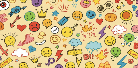 Fototapeta premium Smile brush hand drawn vector element set