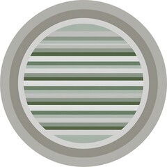 Round Wall Vent Grille Ventilation Air Passage System Element with Horizontal Bars and Circular Frame.