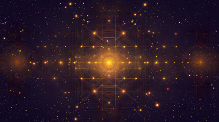 Fototapeta premium Golden Network: Abstract Cosmic Design