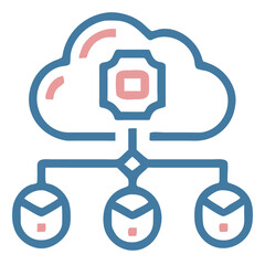 Fototapeta premium Data Cloud Folder Sharing Icon with gear – Digital Archive Design Management Vector 