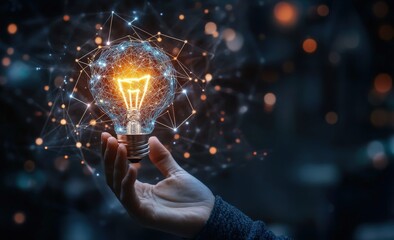 A person is gently holding a light bulb carefully in their hand