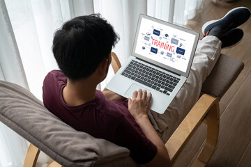 Obraz premium E-learning website with sofware for student to study online on the internet network snugly