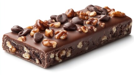 Chocolate nut bar isolated on white background