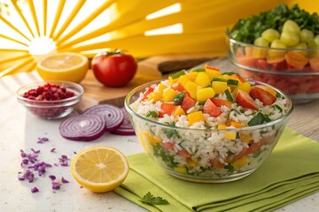 Global Rice Collection Showcasing Diverse Culinary Dishes, Agricultural Landscapes in High-Detail Food Photography