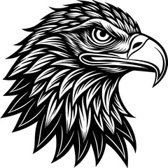Fototapeta premium Black vector illustration of a wild eagle head, a symbol often used in tattoo art and as a powerful animal mascot design
