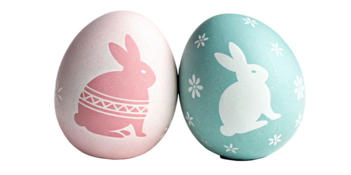 Pastel Easter Eggs with Bunny Silhouettes