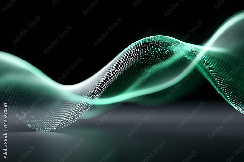 Poster abstract data flow: an abstract representation of data flowing through a digital space, rendered wit