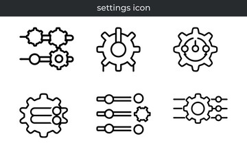 Minimalist settings icon line art collection representing configuration and preferences setup options