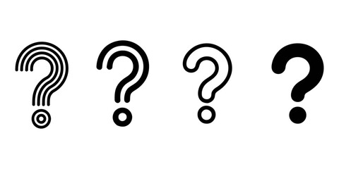  silhouette icon with question mark sign - light version A concept, of a man silhouetted against a question mark and clouds, Three Question Marks Isolated Vector Illustration. 