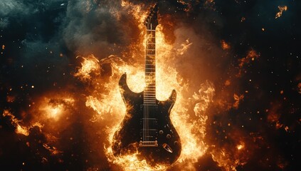 Fiery Guitar: A Burning Symphony of Rock and Roll