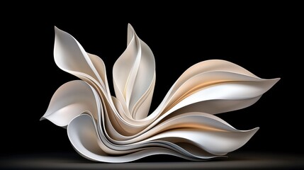 Abstract White Ceramic Sculpture with Flowing Petals