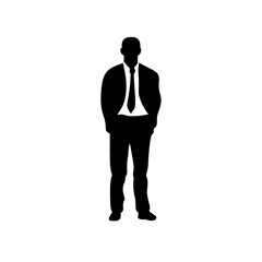 silhouette illustration of a business man wearing a suit and tie