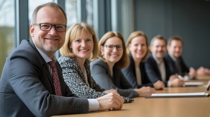 Fototapeta premium A group of four professionals is engaged in a meeting around a conference table.
