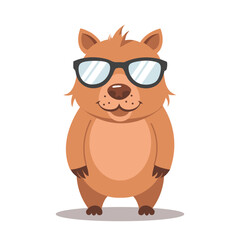 Fototapeta premium Cute funny animal capybara character in sunglasses. Illustration, children's print, postcard.
