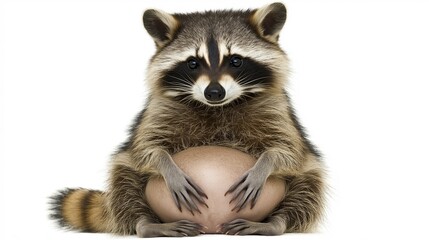 Obraz premium close up of a raccoon sitting on a white background