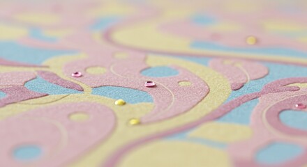 Naklejka premium Pastel background with abstract patterns and small decorative gems