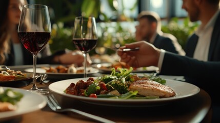 Elegant Dinner with Friends: A Gourmet Meal in a Luxurious Setting