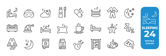 Sleeping icon. Related to sleep, bedroom, dream, pillow, zzzz bed, Night bed, Insomnia 