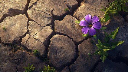 Resilience: A Purple Flower Blooming in Drought