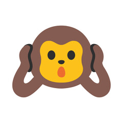 Hear-No-Evil Monkey Clipart Illustration | Cartoon Style Face Isolated on White Background