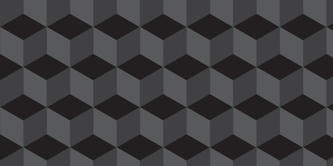 Black squares abstract cubic background. Seamless pattern with hexagon square cube geometric pattern.	
