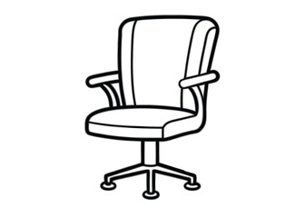 Office chair line art silhouette vector