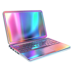Iridescent Laptop With Holographic Rainbow Colors